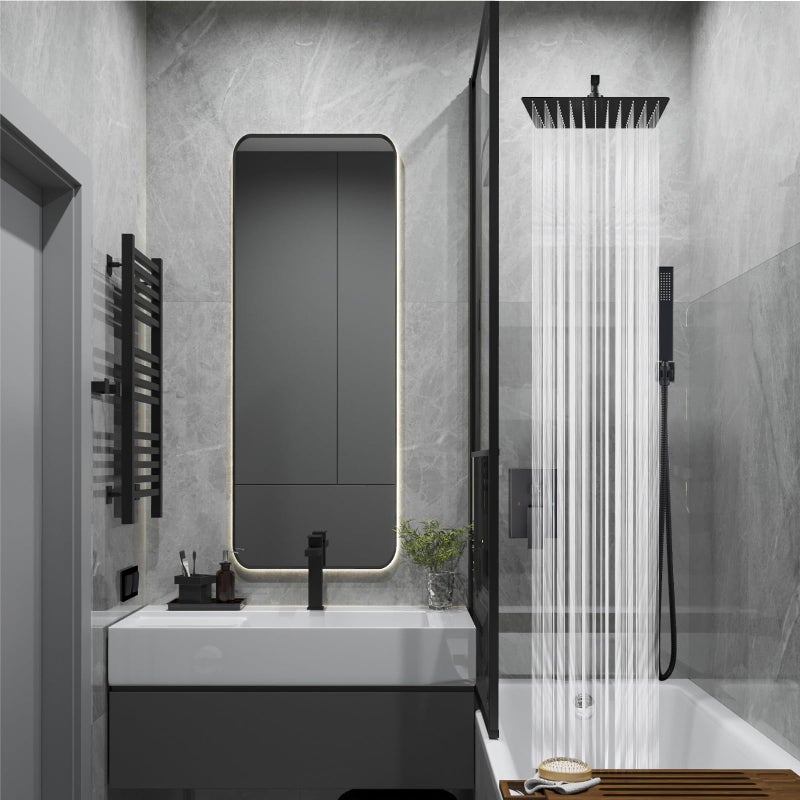 Midanya Shower Faucet Set,Wall Mount Shower System with Square Rain Shower Head and Hand Sprayer, Rough-in Valve Body and Trim Kit Included,10 Inch,Matte Black - Image 2